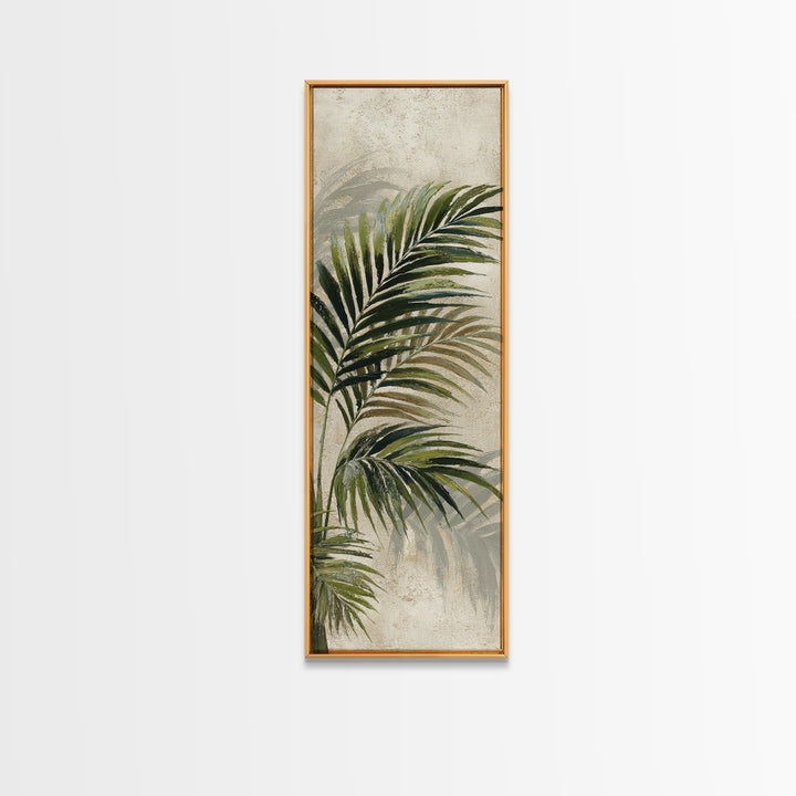 Tropical Palm Leaf Painting Framed Canvas Print, Wall Art, Minimalist Decor, Living Room Decor, Oil Painting, WAL-1x3-4