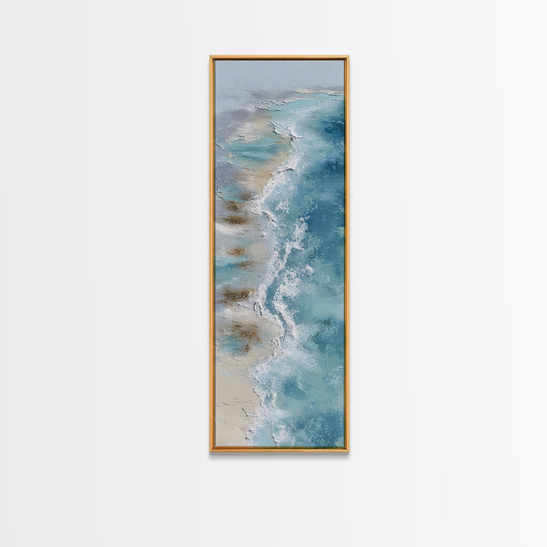 Coastal Aerial Water Study Framed Canvas Print, Wall Art, Home Decor Gift, Living Room Decor, Fine Art, Neutral Decor, WAL-1x3-47