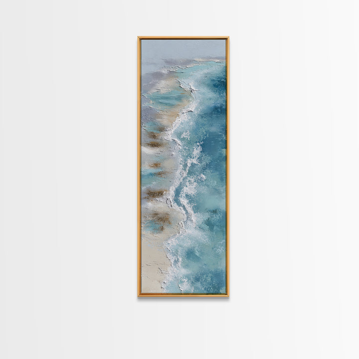 Coastal Aerial Water Study Framed Canvas Print, Wall Art, Home Decor Gift, Living Room Decor, Fine Art, Neutral Decor, WAL-1x3-47