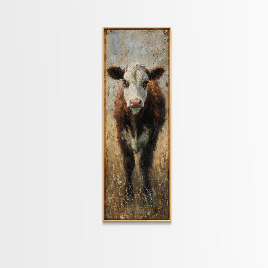 Rustic Farmhouse Cow Portrait Canvas Print, Wall Art, Framed Wall Art, Living Room Decor, Fine Art, Fine Art Print, WAL-1x3-55