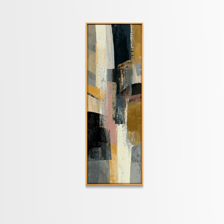 Statement Abstract with Bold Layered Brushwork Framed Canvas Print, Wall Art, Wall Decor, Living Room Decor, Abstract Art, WAL-1x3-61