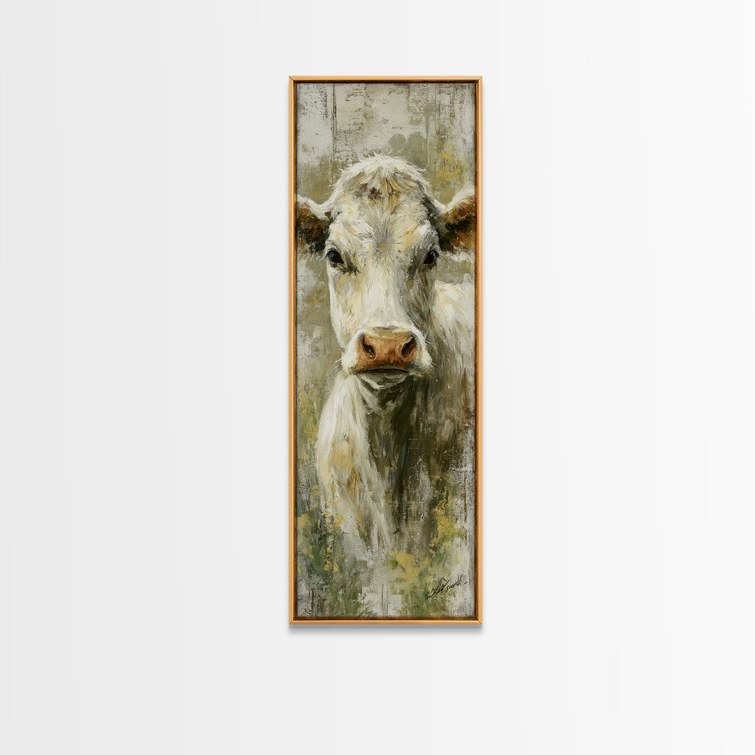 Rustic Farmhouse Cow Portrait Canvas Print, Wall Art, Canvas, Living Room Decor, Oil Painting, Canvas Wall Art, WAL-1x3-7