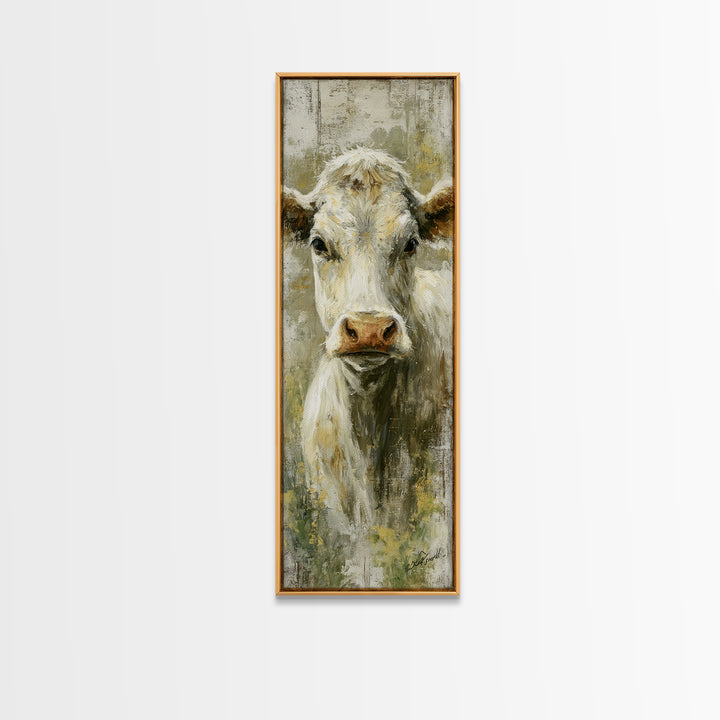 Rustic Farmhouse Cow Portrait Canvas Print, Wall Art, Canvas, Living Room Decor, Oil Painting, Canvas Wall Art, WAL-1x3-7