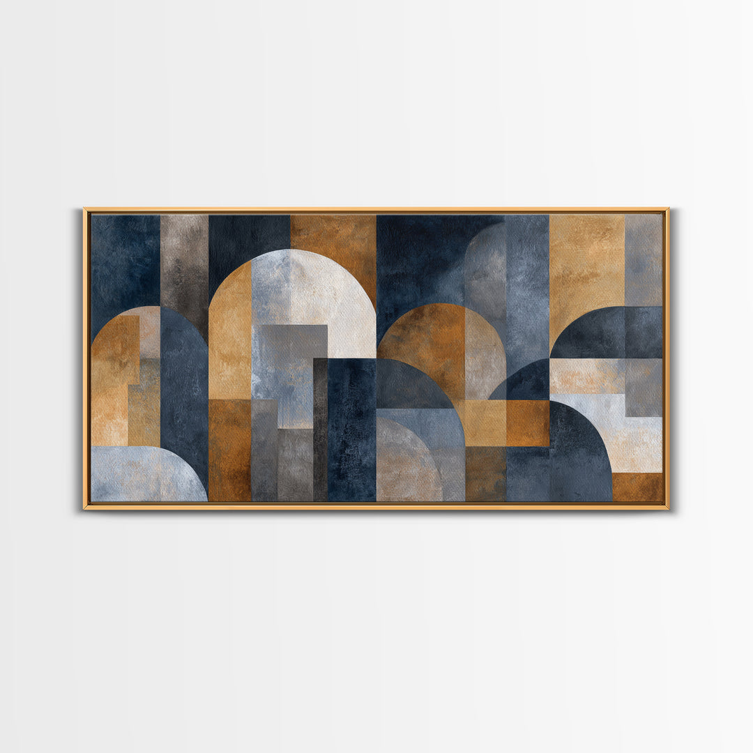 Luxury Neutral Plaster Texture Abstract Framed Canvas Print, Wall Art, Living Room Decor, Abstract Art, Metal Wall Art, WAL-2x1-35