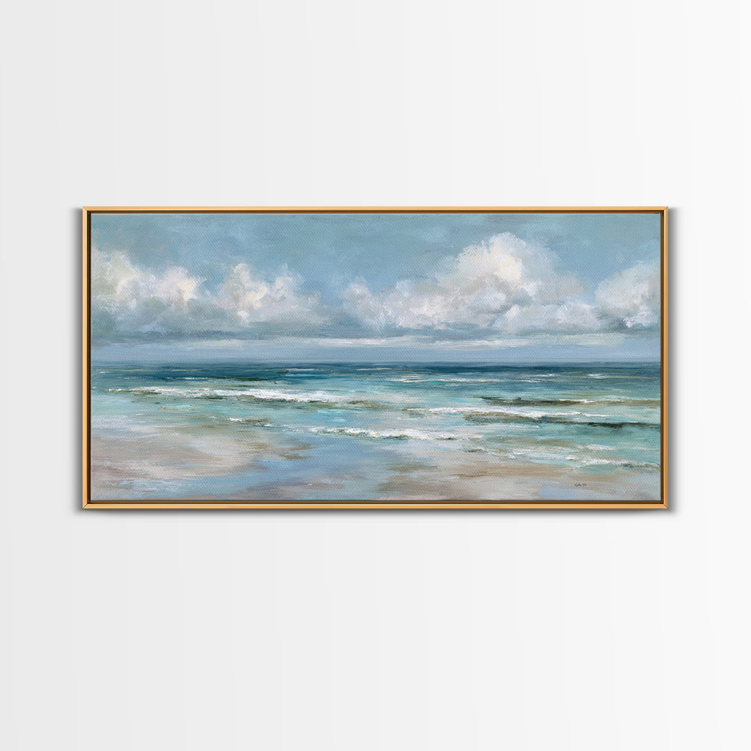 Classic Seascape with Dramatic Clouds Canvas Print, Wall Art, Wall Art for Mom, Living Room Decor, Oil Painting, WAL-2x1-47