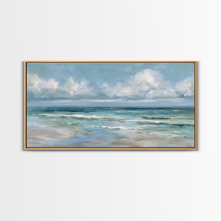 Classic Seascape with Dramatic Clouds Canvas Print, Wall Art, Wall Art for Mom, Living Room Decor, Oil Painting, WAL-2x1-47