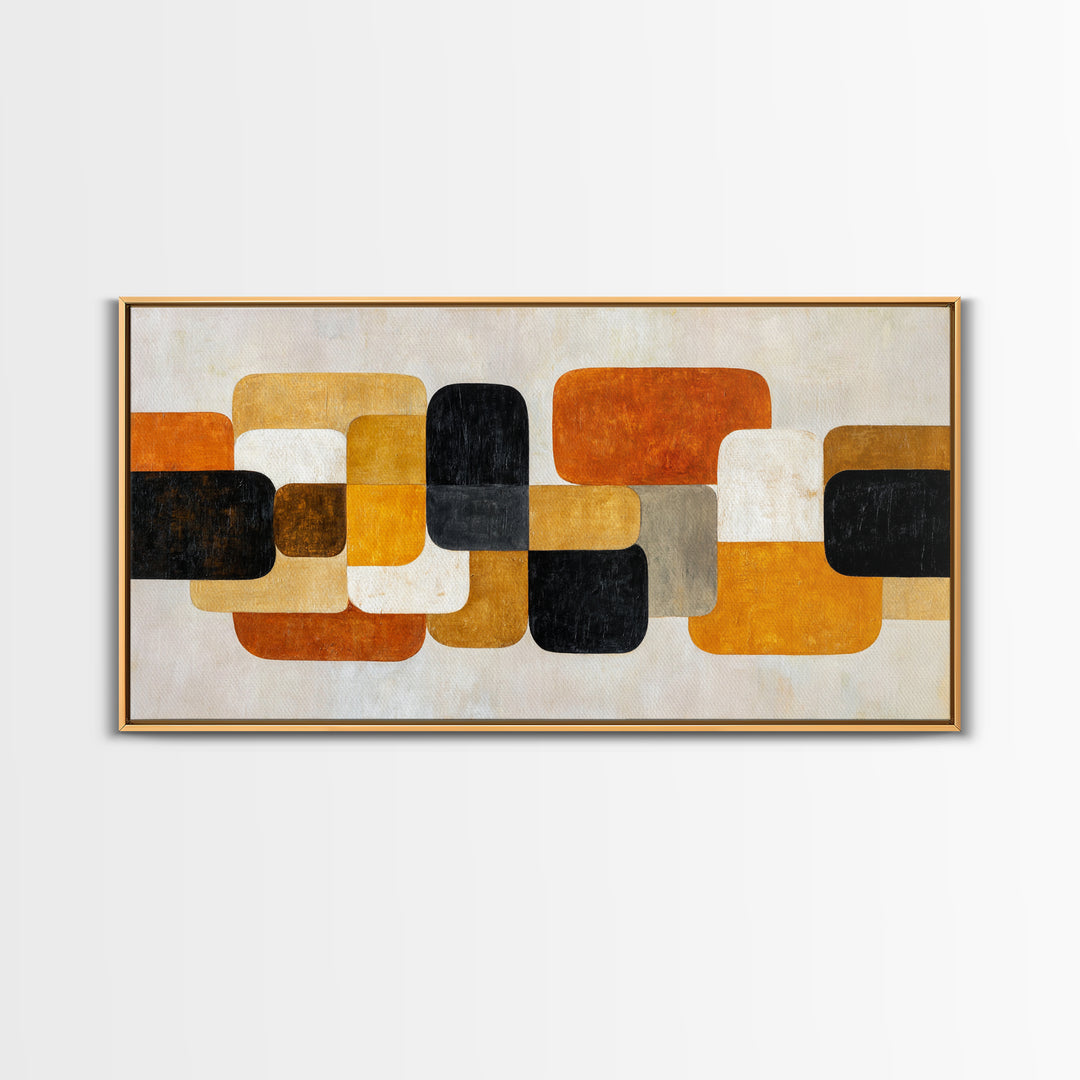 Mid Century Color Block Composition Framed Canvas Print, Wall Art, Art Print, Living Room Decor, Fine Art, Wall Hanging, WAL-2x1-56
