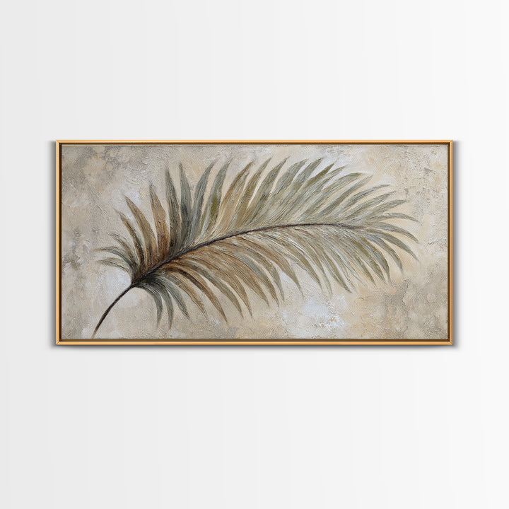 Tropical Palm Leaf Painting Framed Canvas Print, Wall Art, Heart, Living Room Decor, Fine Art, Home Decor Gift, WAL-2x1-60