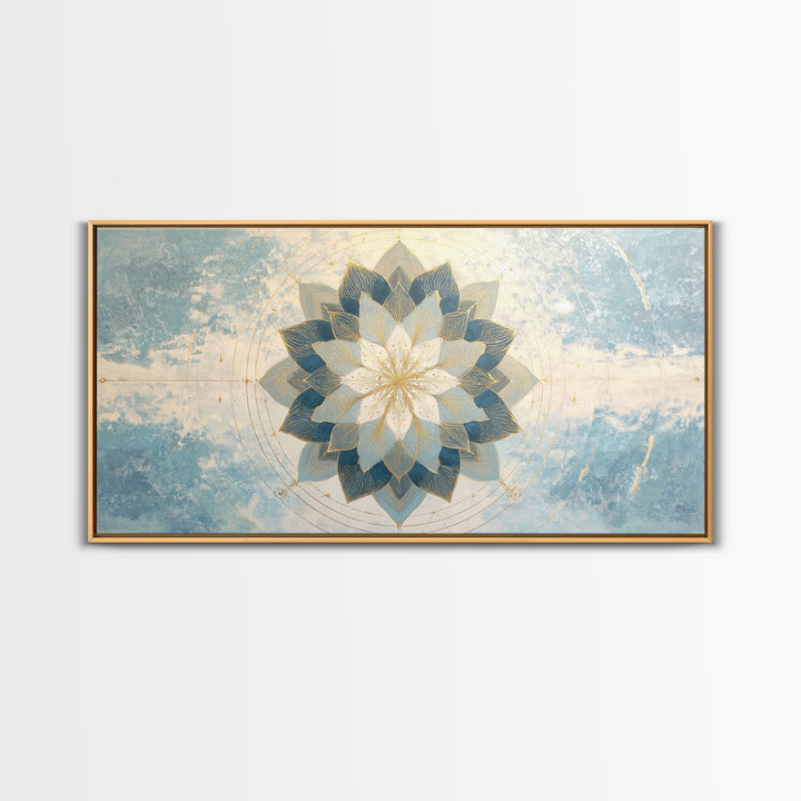 Sacred Geometry Mandala Framed Canvas Print, Wall Art, Mid Century Modern, Living Room Decor, Abstract Art, Textured Wall Art, WAL-2x1-65