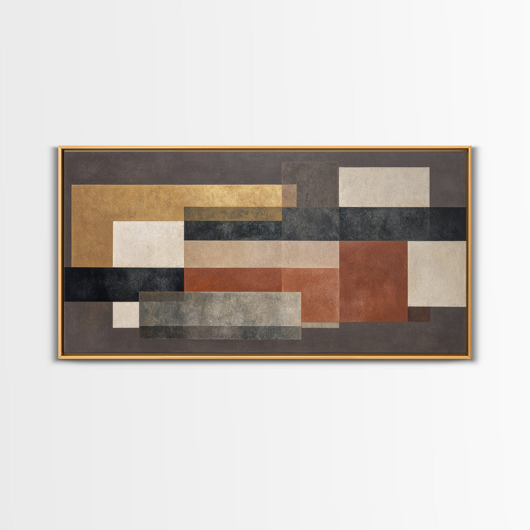 Modern Geometric Composition for Living Spaces Framed Canvas Print, Wall Art, Canvas, Living Room Decor, Abstract Art, WAL-2x1-72