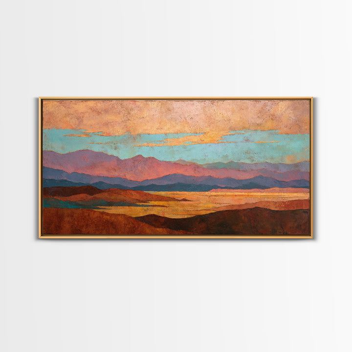 Desert Landscape in Warm Terracotta Tones Framed Canvas Print, Wall Art, Room Decor, Living Room Decor, Fine Art, WAL-2x1-75