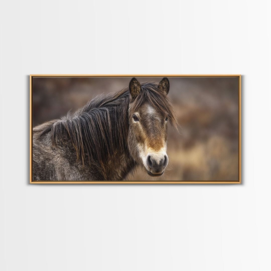 Wild Horse Portrait Framed Canvas Print, Wall Art, Wall Decor, Living Room Decor, Fine Art, Large Wall Art, Art Deco, WAL-2x1-9