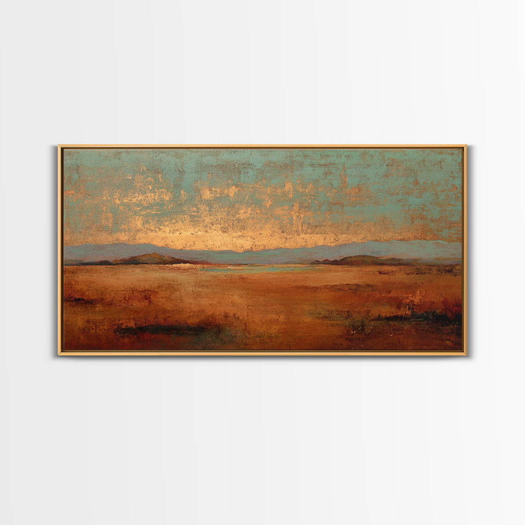 Desert Landscape in Warm Terracotta Tones Framed Canvas Print, Wall Art, Wall Hanging, Living Room Decor, Fine Art, WAL-2x1-99