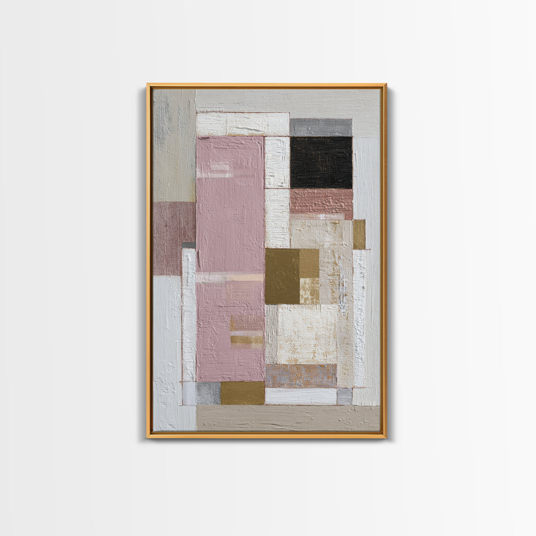 Modern Geometric Composition for Living Spaces Framed Canvas Print, Wall Art, Heart, Living Room Decor, Fine Art, WAL-2x3-12