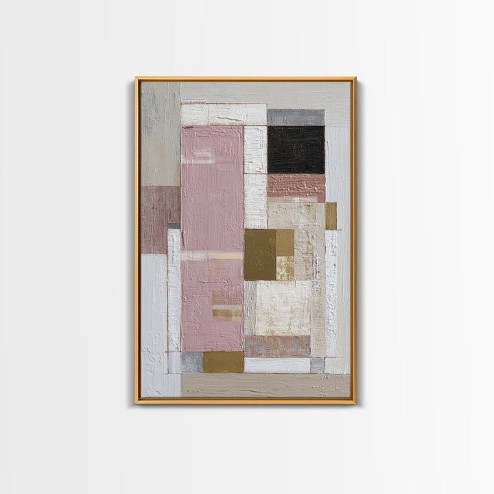 Modern Geometric Composition for Living Spaces Framed Canvas Print, Wall Art, Heart, Living Room Decor, Fine Art, WAL-2x3-12
