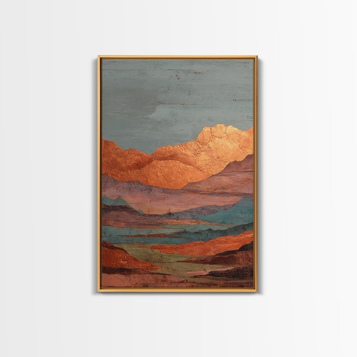 Desert Landscape in Warm Terracotta Tones Canvas Print, Wall Art, Minimalist Decor, Living Room Decor, Oil Painting, WAL-2x3-15