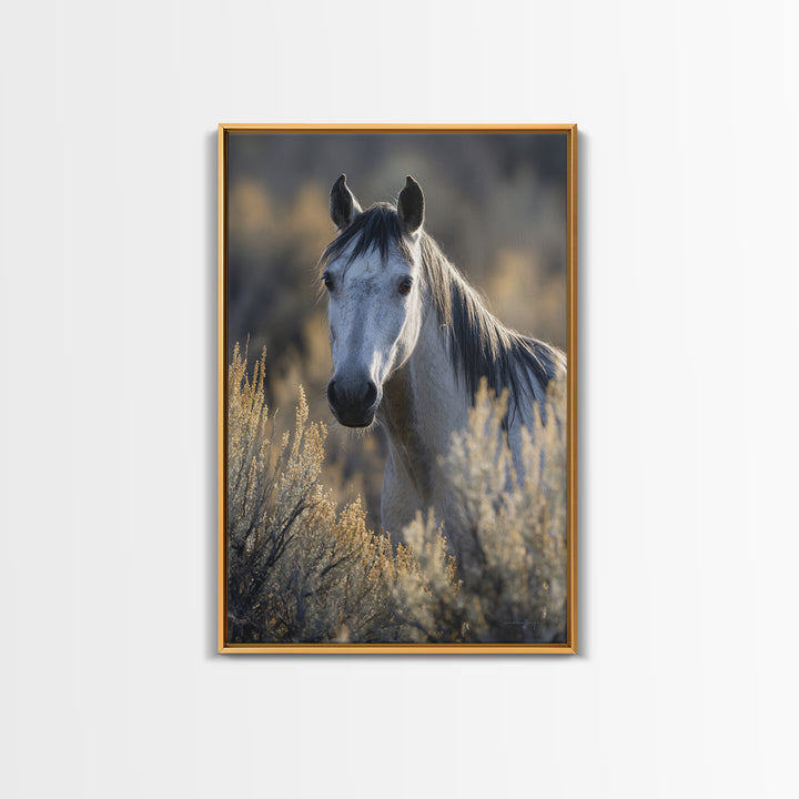 Wild Horse Portrait Framed Canvas Print, Wall Art, Heart, Living Room Decor, Fine Art, Home Decor Gift, Original Art, WAL-2x3-21