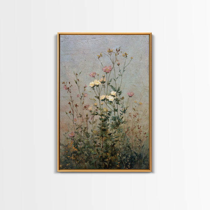 Impressionist Meadow of Wildflowers Framed Canvas Print, Wall Art, Printable Wall Art, Living Room Decor, Oil Painting, WAL-2x3-25