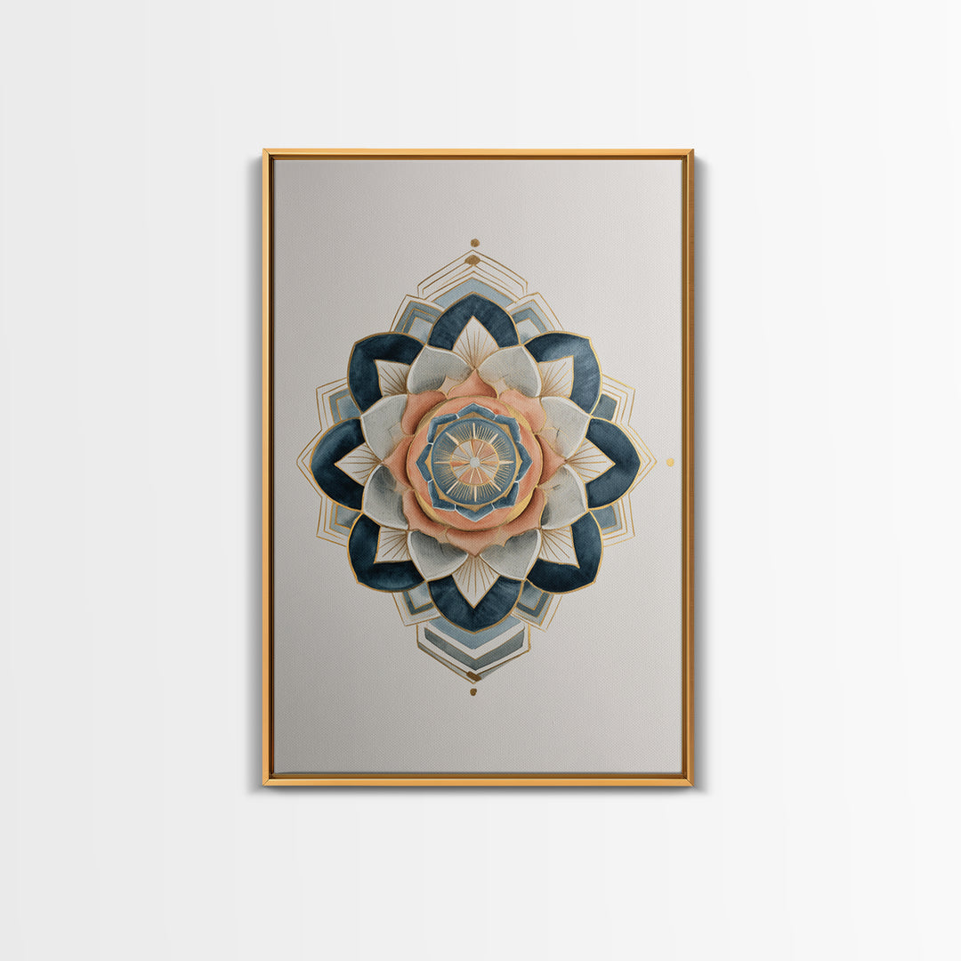 Sacred Geometry Mandala Canvas Print, Wall Art, Wall Hangings, Living Room Decor, Watercolor Art, Framed Wall Art, WAL-2x3-29