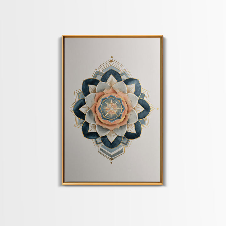 Sacred Geometry Mandala Canvas Print, Wall Art, Wall Hangings, Living Room Decor, Watercolor Art, Framed Wall Art, WAL-2x3-29