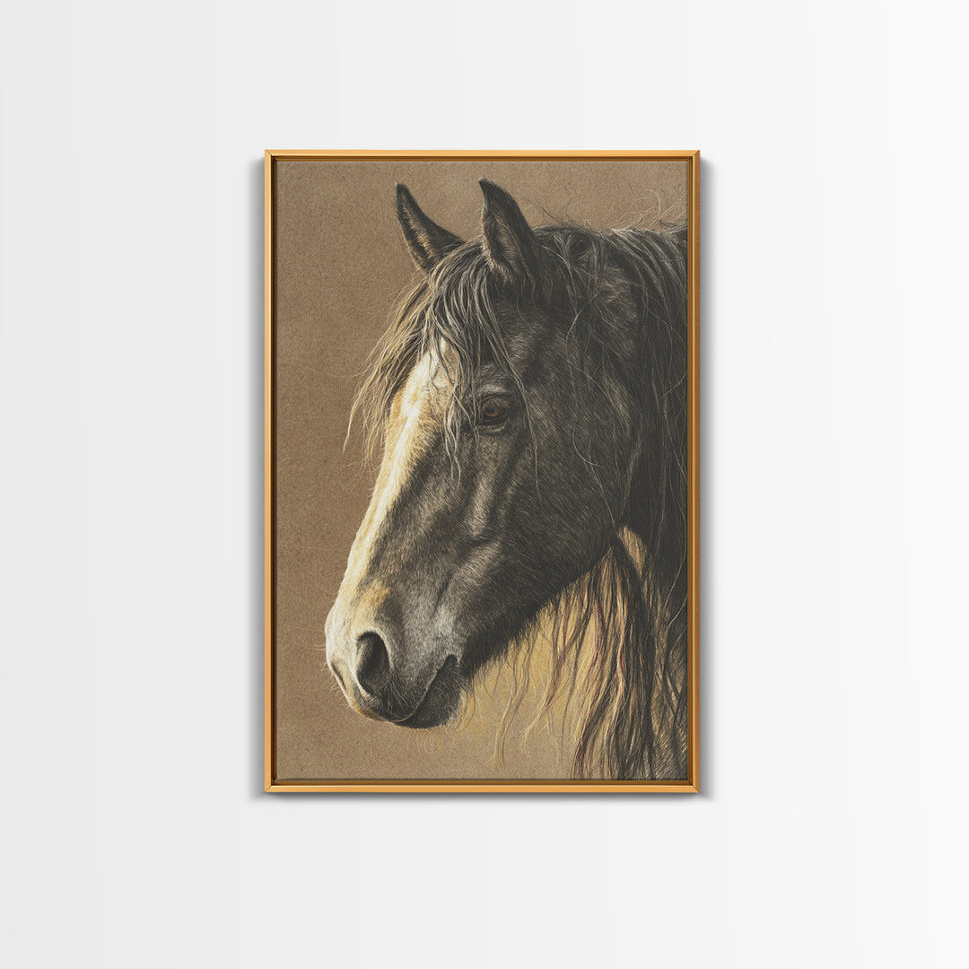 Wild Horse Portrait Canvas Print, Wall Art, Metal Wall Art, Living Room Decor, Fine Art, Digital Print, Wood Wall Art, WAL-2x3-45
