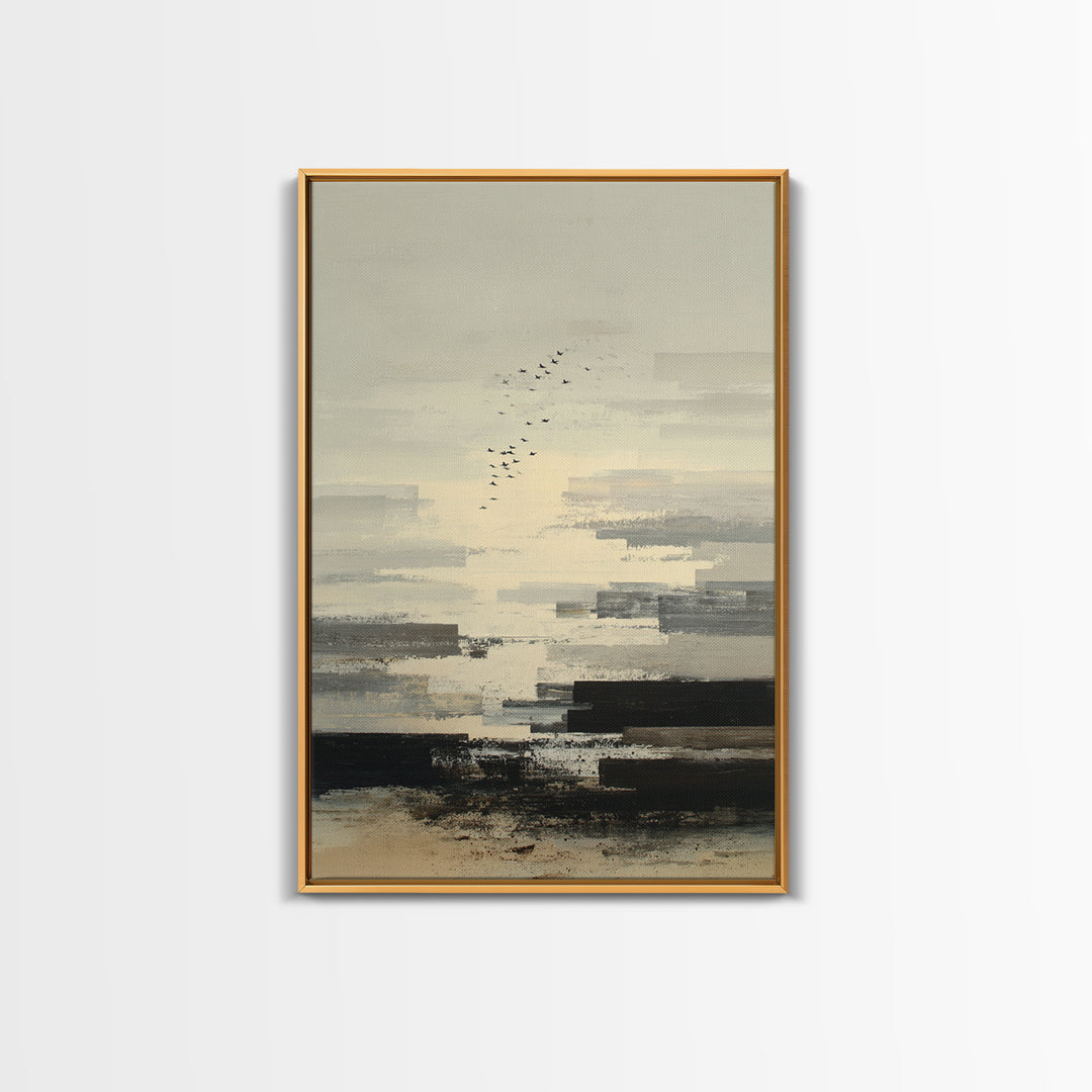 Luxury Neutral Plaster Texture Abstract Framed Canvas Print, Wall Art, Mid Century Modern, Living Room Decor, Fine Art, WAL-2x3-47