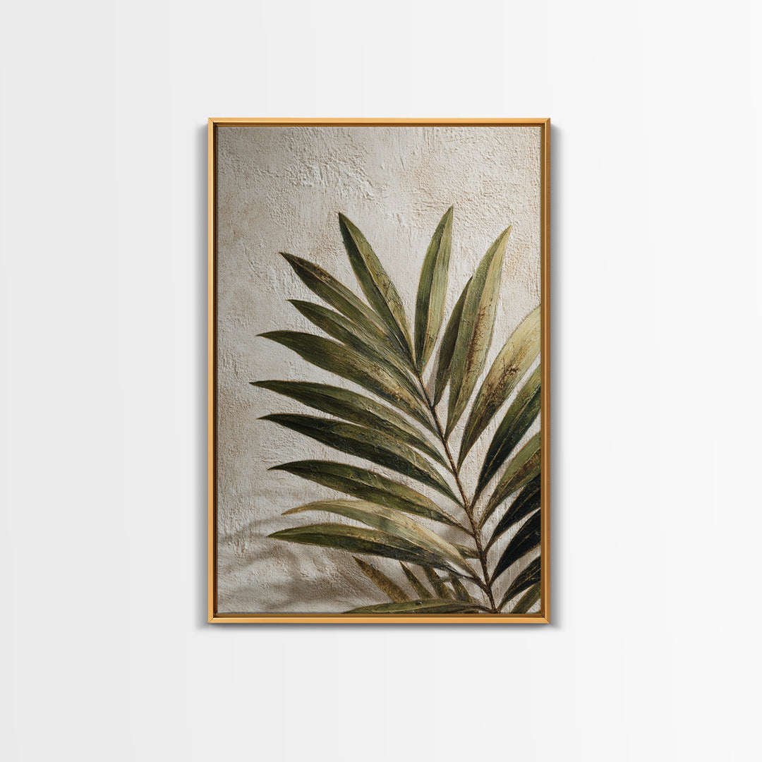 Tropical Palm Leaf Painting Framed Canvas Print, Wall Art, Home Decor, Living Room Decor, Fine Art, Digital Wall Art, WAL-2x3-48