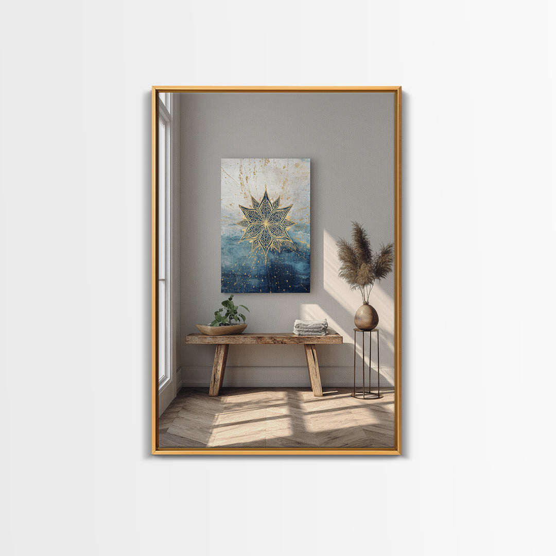 Sacred Geometry Mandala Framed Canvas Print, Wall Art, Wall Art for Mom, Living Room Decor, Oil Painting, Prints Wall Art, WAL-2x3-53