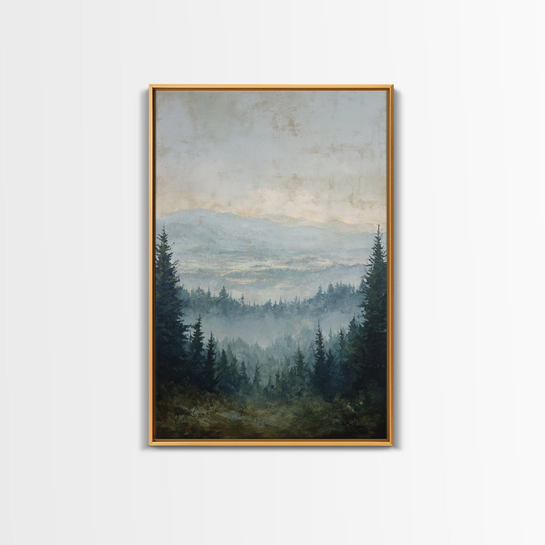 Moody Forest Landscape Canvas Print, Wall Art, Heart, Living Room Decor, Fine Art, Home Decor Gift, Original Art, WAL-2x3-66
