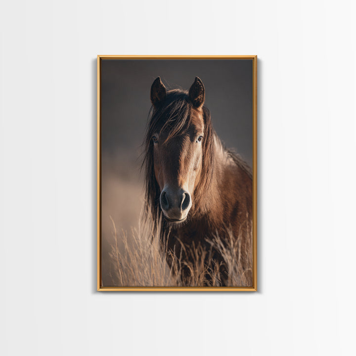 Wild Horse Portrait Framed Canvas Print, Wall Art, Wall Hanging, Living Room Decor, Fine Art, Gallery Decor, WAL-2x3-93