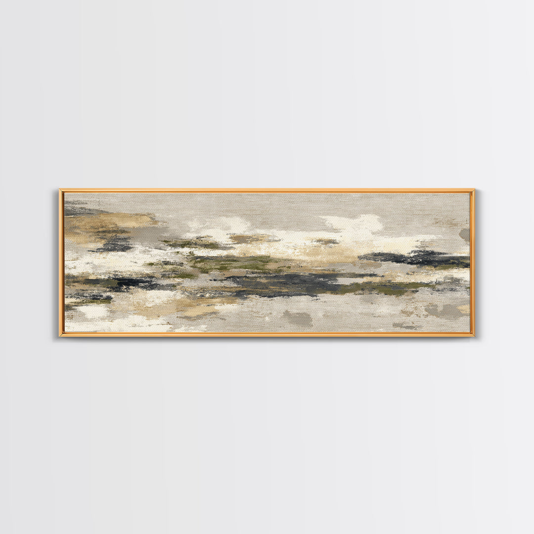 Urban Skyline in Muted Evening Color Framed Canvas Print, Wall Art, Art Print, Living Room Decor, Abstract Art, WAL-3x1-10
