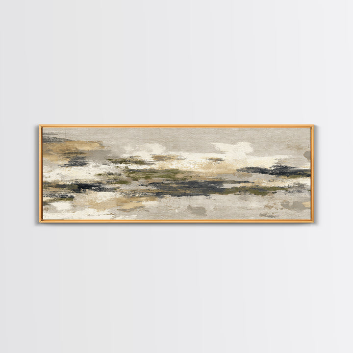 Urban Skyline in Muted Evening Color Framed Canvas Print, Wall Art, Art Print, Living Room Decor, Abstract Art, WAL-3x1-10