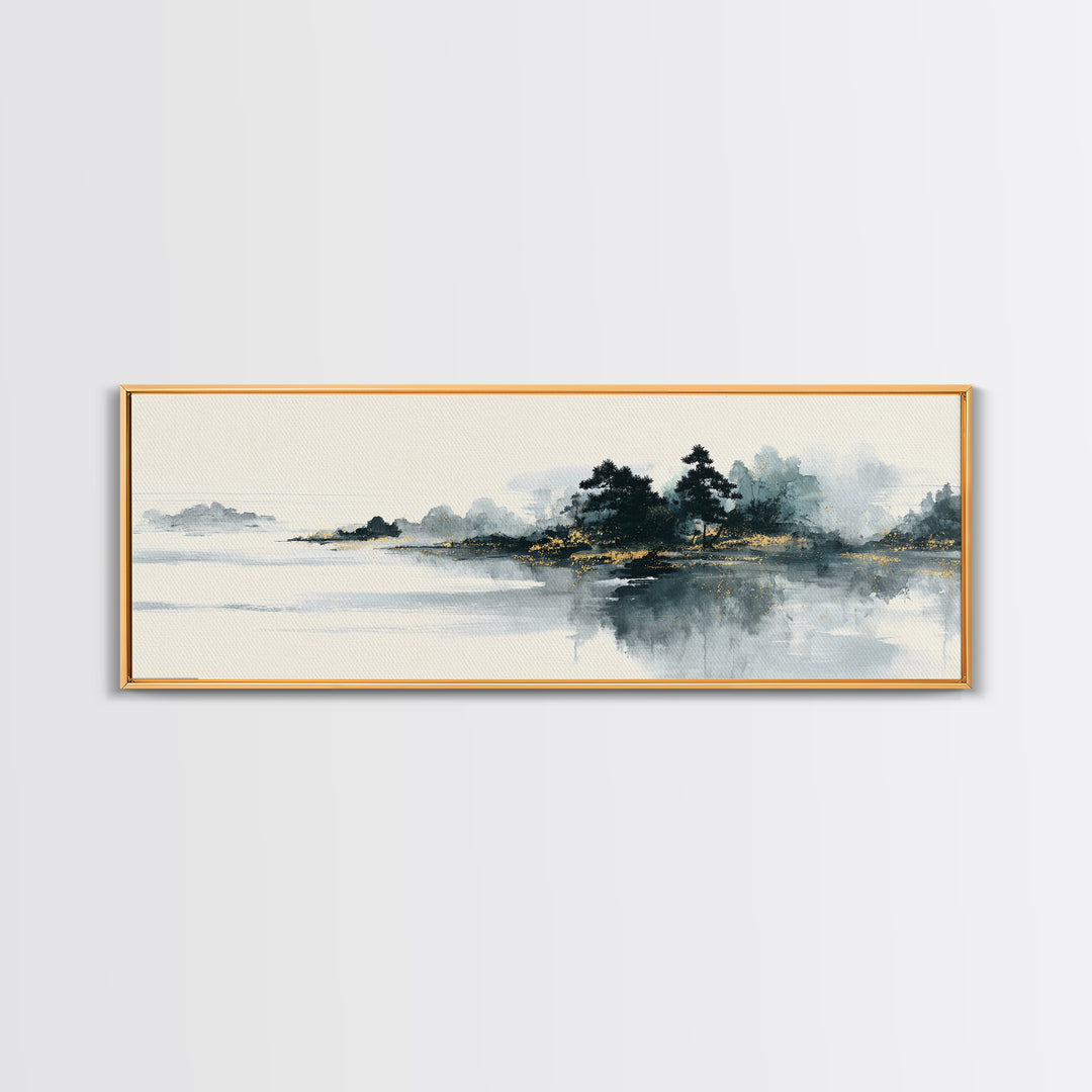 Monochrome Ink Crane Composition Canvas Print, Wall Art, Original Art, Living Room Decor, Fine Art, Modern Decor, WAL-3x1-16