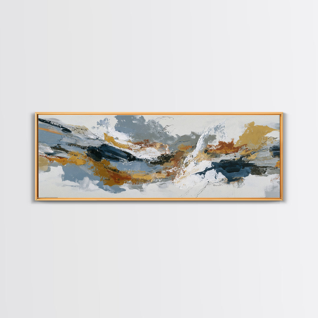 Statement Abstract with Bold Layered Brushwork Canvas Print, Wall Art, Textured Wall Art, Living Room Decor, WAL-3x1-17