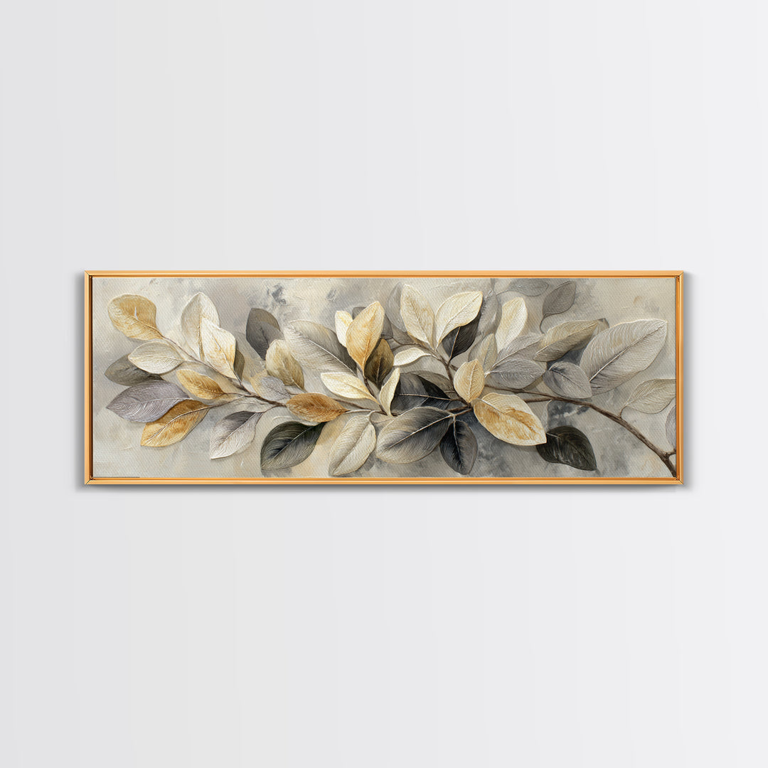 Large Botanical Print Framed Canvas Print, Wall Art, Digital Wall Art, Living Room Decor, Watercolor Art, Wood Wall Art, WAL-3x1-18