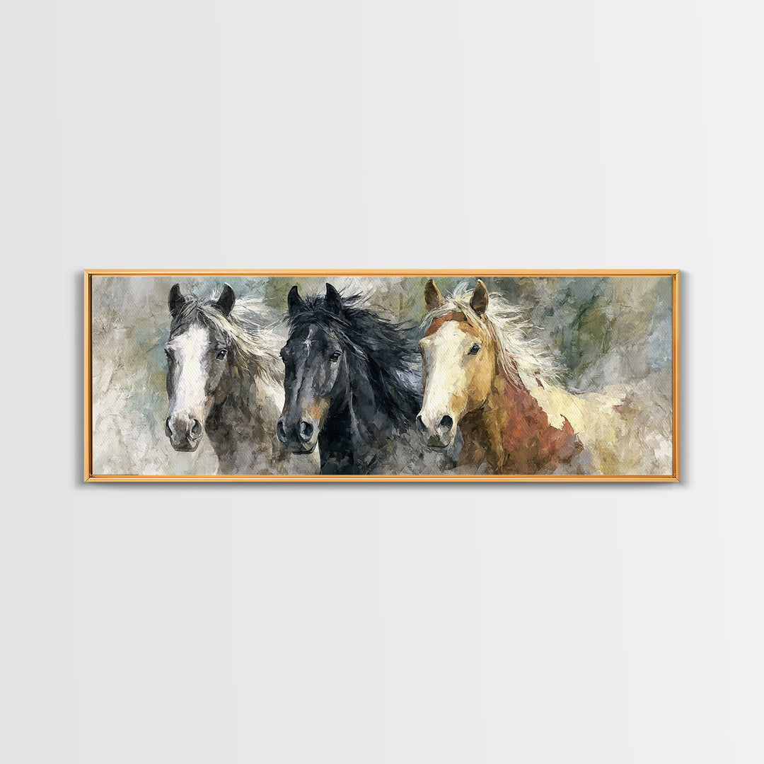 Wild Horse Portrait Canvas Print, Wall Art, Framed Wall Art, Living Room Decor, Fine Art, Fine Art Print, Statement Artwork, WAL-3x1-29