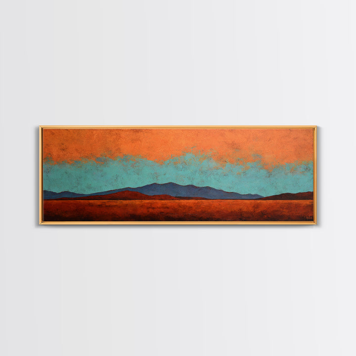 Desert Landscape in Warm Terracotta Tones Framed Canvas Print, Wall Art, Heart, Living Room Decor, Fine Art, WAL-3x1-47