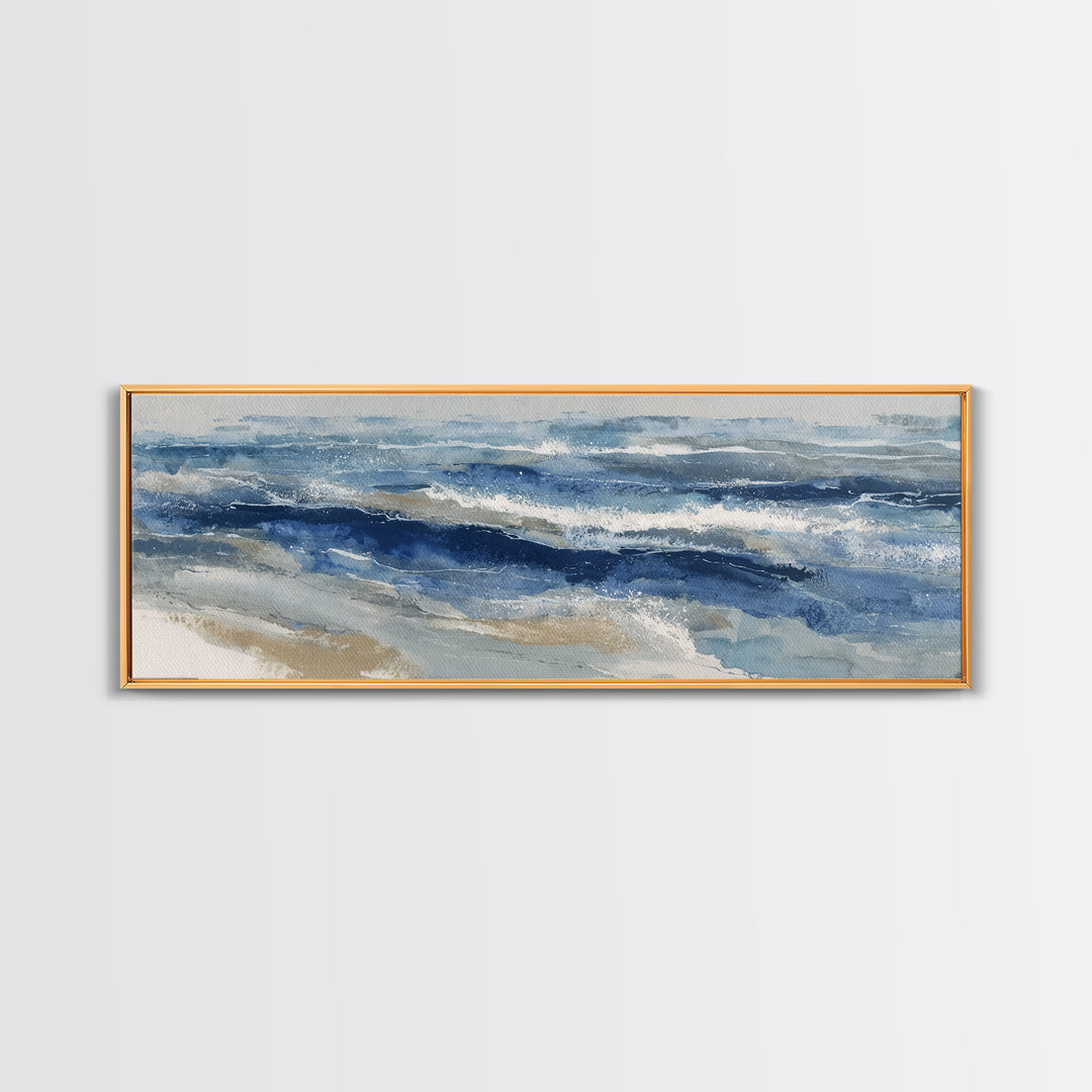 Coastal Aerial Water Study Framed Canvas Print, Wall Art, Printable Wall Art, Living Room Decor, Fine Art, Original Art, WAL-3x1-51