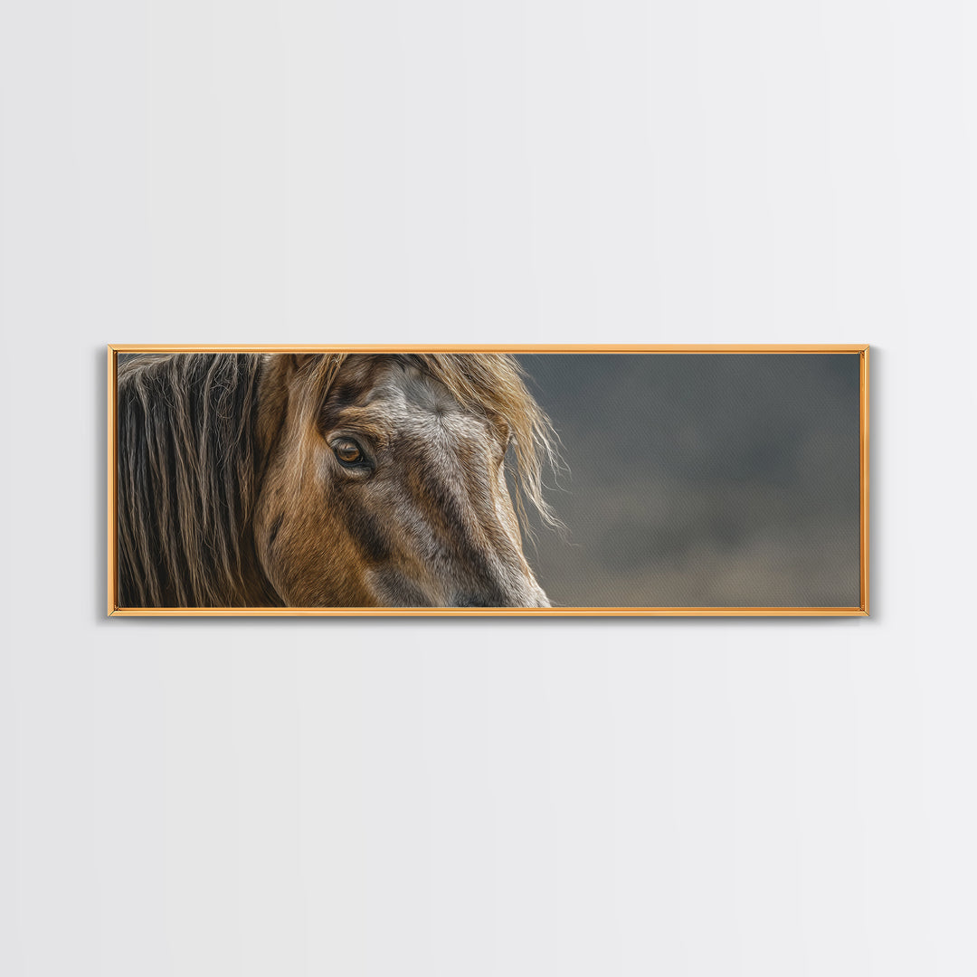 Wild Horse Portrait Framed Canvas Print, Wall Art, Prints Wall Art, Living Room Decor, Fine Art, Textured Painting, WAL-3x1-53