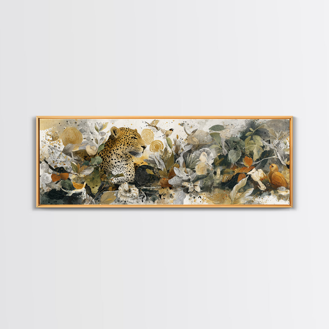 Whimsical Animal Portrait Framed Canvas Print, Wall Art, Contemporary Art, Living Room Decor, Fine Art, Mid Century Modern, WAL-3x1-63