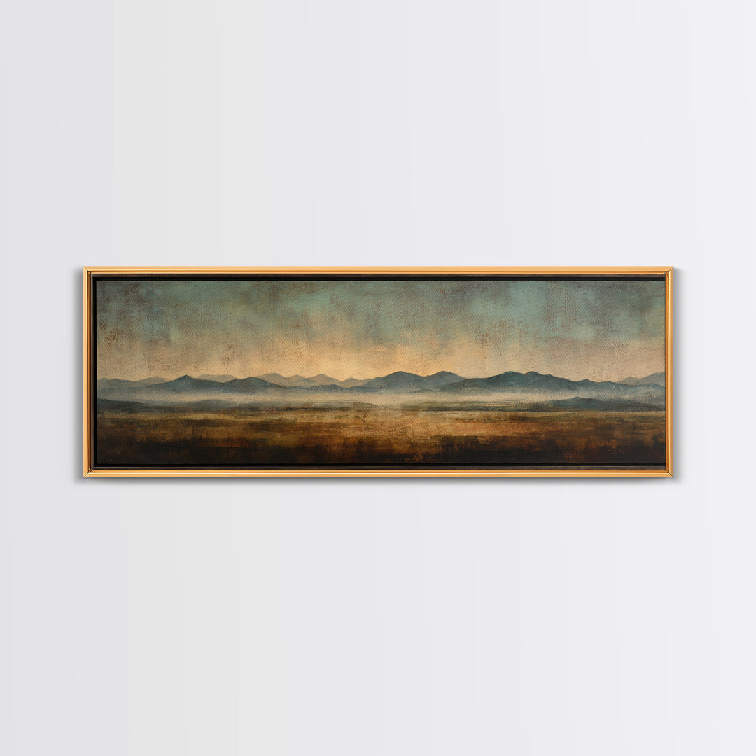Desert Landscape in Warm Terracotta Tones Canvas Print, Wall Art, Metal Wall Art, Living Room Decor, Oil Painting, WAL-3x1-71