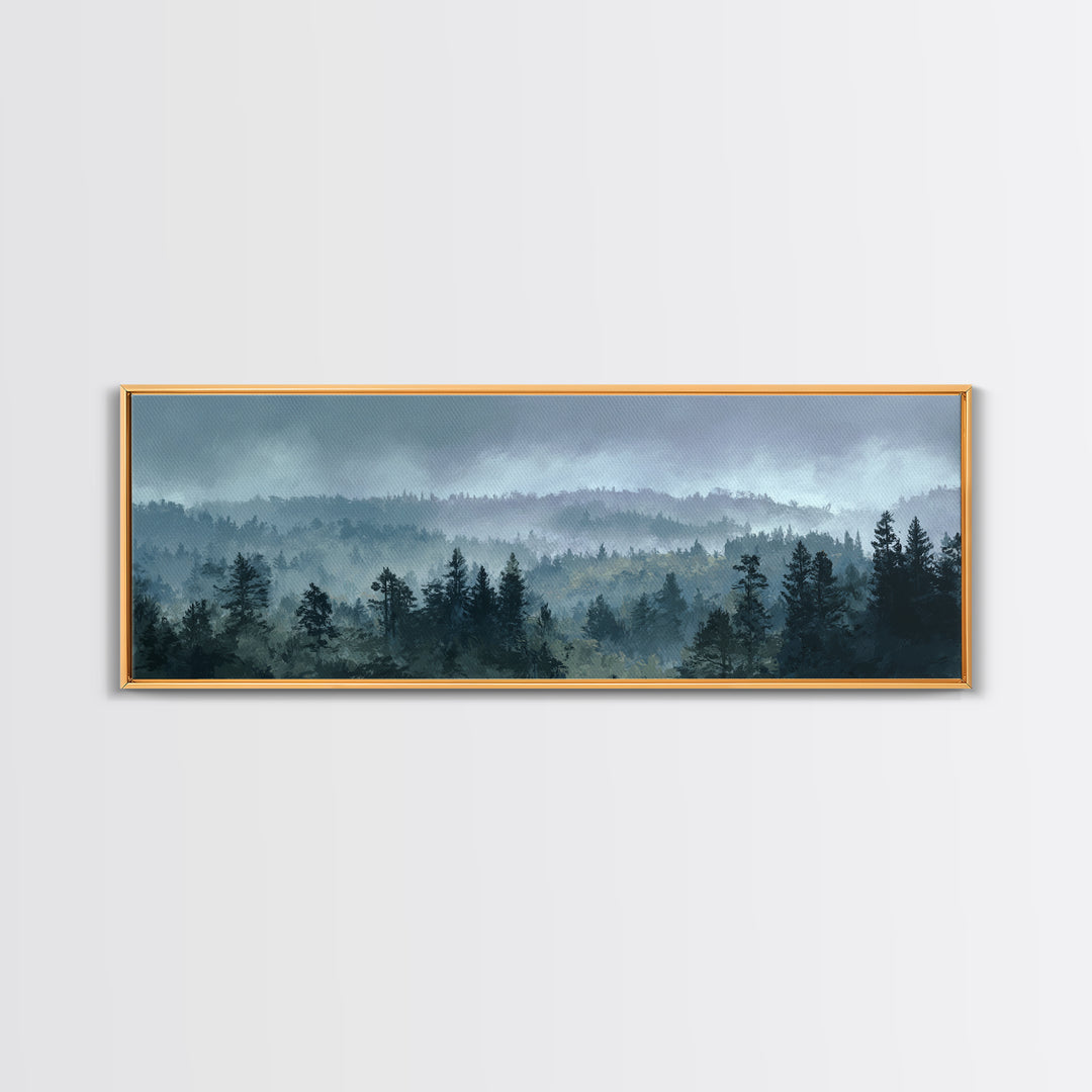 Moody Forest Landscape Framed Canvas Print, Wall Art, Framed Wall Art, Living Room Decor, Fine Art, Fine Art Print, WAL-3x1-74