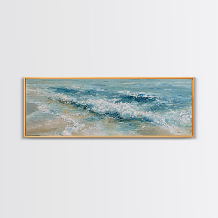 Coastal Aerial Water Study Canvas Print, Wall Art, Digital Wall Art, Living Room Decor, Fine Art, Wood Wall Art, WAL-3x1-75