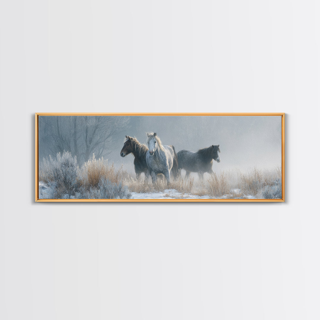 Wild Horse Portrait Framed Canvas Print, Wall Art, Prints Wall Art, Living Room Decor, Fine Art, Textured Painting, WAL-3x1-77