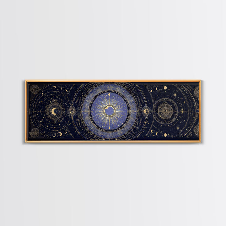 Celestial Moon and Stars Artwork Canvas Print, Wall Art, Printable Wall Art, Living Room Decor, Fine Art, Original Art, WAL-3x1-78