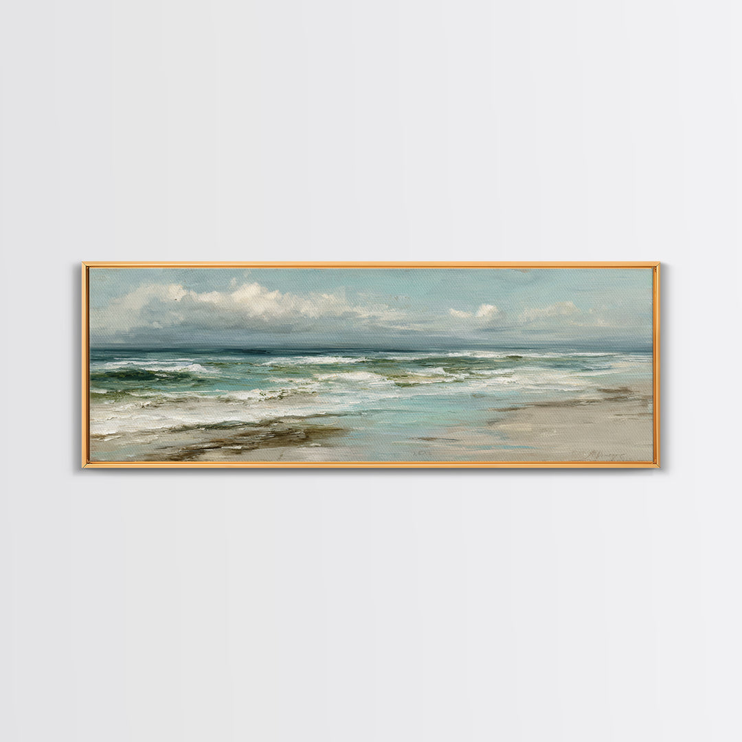 Classic Seascape with Dramatic Clouds Canvas Print, Wall Art, Art Print, Living Room Decor, Fine Art, Wall Hanging, WAL-3x1-91