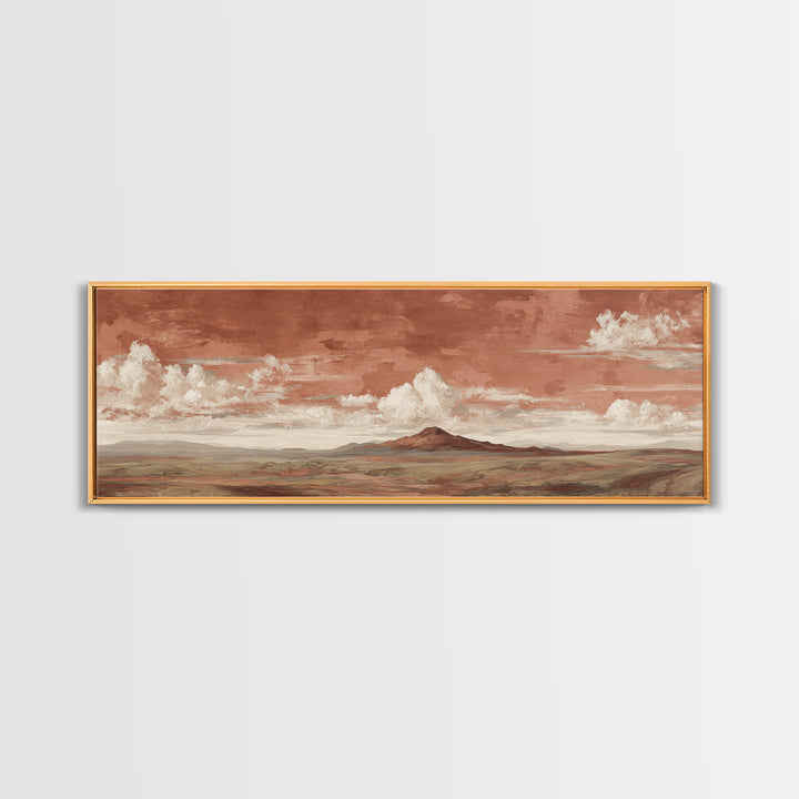 Desert Landscape in Warm Terracotta Tones Canvas Print, Wall Art, Heart, Living Room Decor, Fine Art, Home Decor Gift, WAL-3x1-95