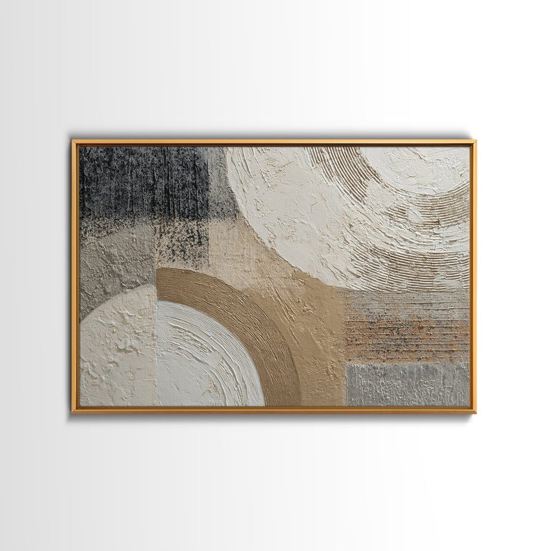 Luxury Neutral Plaster Texture Abstract Framed Canvas Print, Wall Art, Statement Artwork, Living Room Decor, Abstract Art, WAL-3x2-19