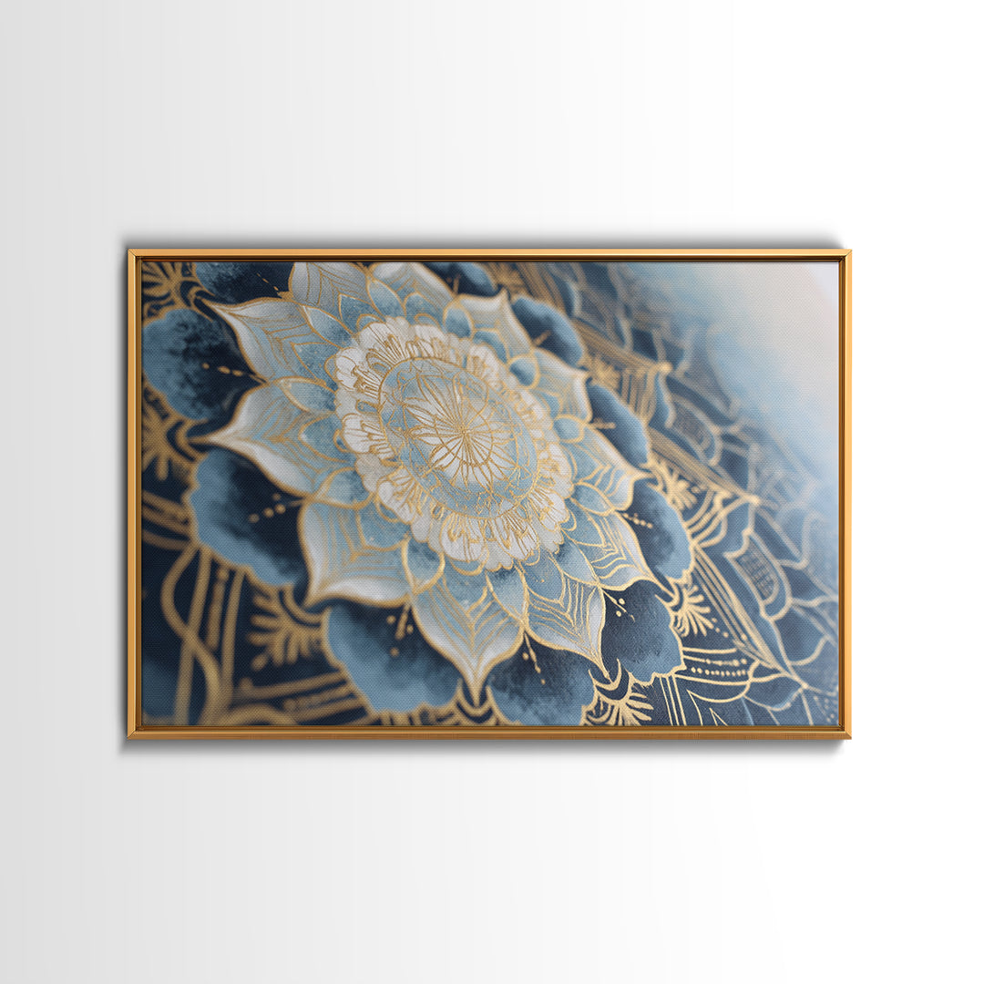 Sacred Geometry Mandala Framed Canvas Print, Wall Art, Wood Wall Art, Living Room Decor, Abstract Art, Textured Painting, WAL-3x2-25