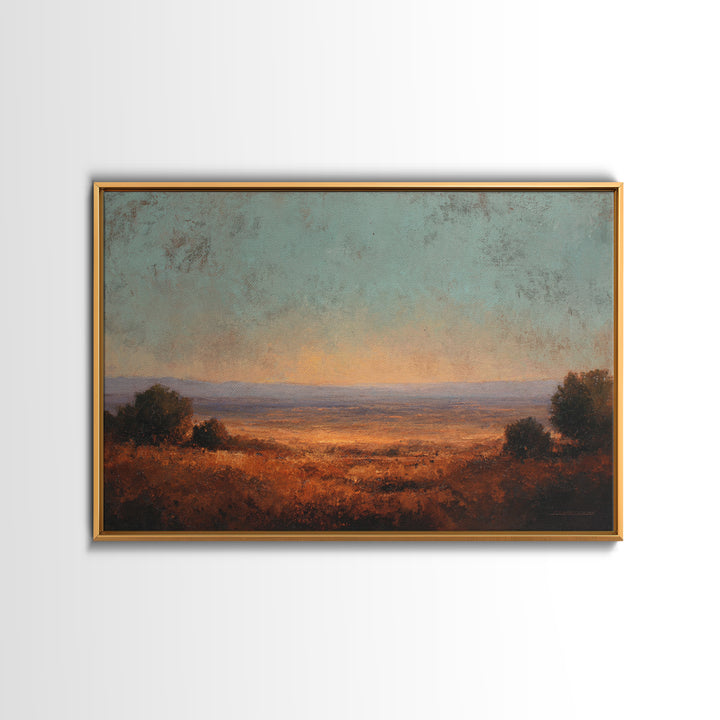 Desert Landscape in Warm Terracotta Tones Framed Canvas Print, Wall Art, Room Decor, Living Room Decor, Fine Art, WAL-3x2-35